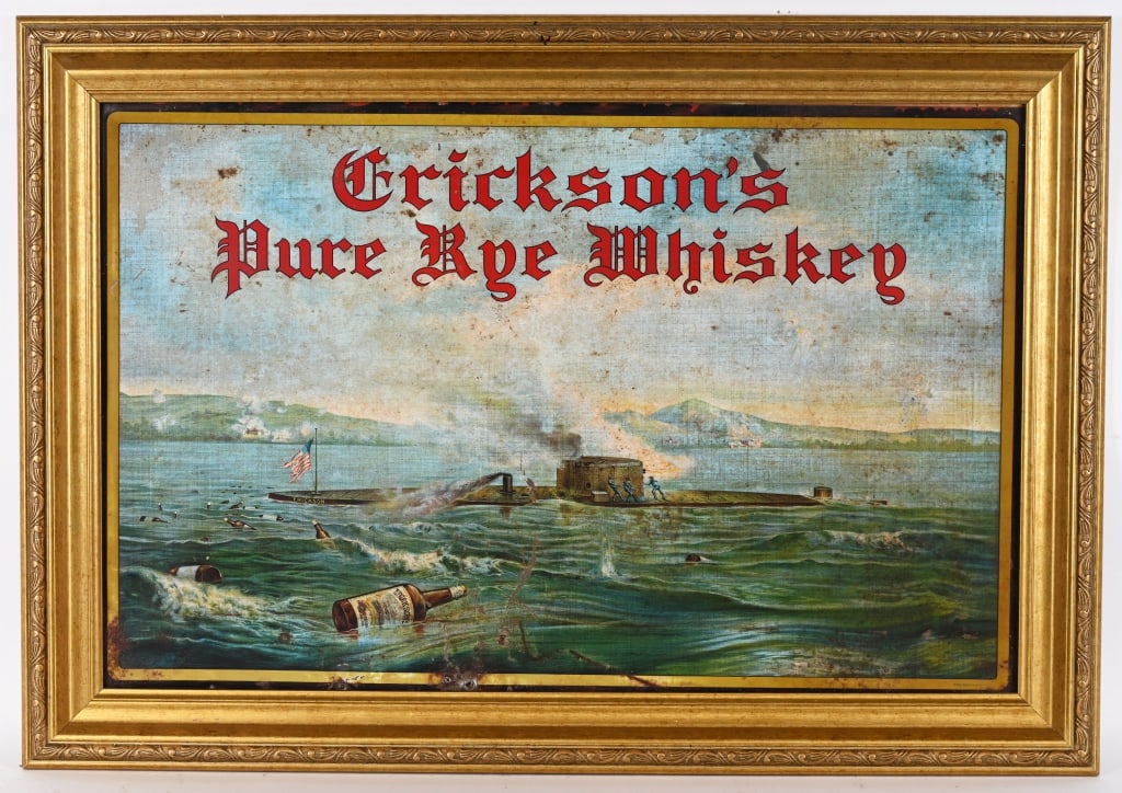 ERICKSON'S PURE RYE WHISKEY TIN SIGN (1 of 4)