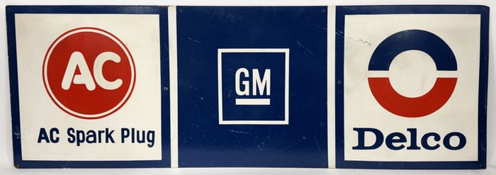 GM AC SPARK PLUGS DELCO MASONITE SIGN