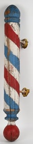 19TH CENTURY WOODEN BARBER POLE