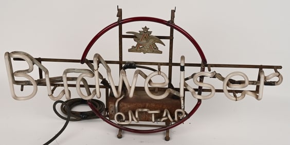 VINTAGE BUDWEISER ON TAP RUBY NEON SIGN