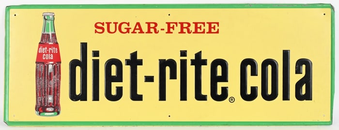 DIET RITE COLA EMBOSSED TIN SIGN