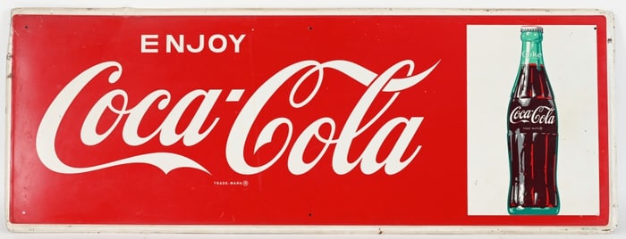 ENJOY COCA COLA TIN SIGN w/ BOTTLE
