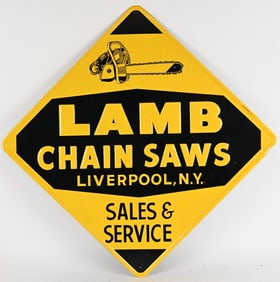LAMB CHAIN SAWS EMBOSSED TIN SIGN