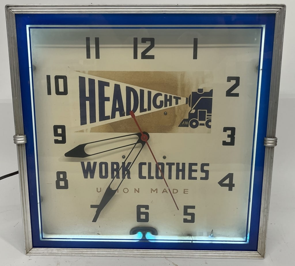 HEADLIGHT WORK CLOTES NEON CLOCK (1 of 2)
