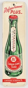 B-1 LEMON LIME SODA EMBOSSED TIN THERMOMETER