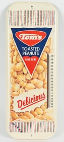 TOM'S TOASTED PEANUTS TIN THERMOMETER