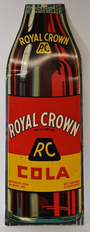 ROYAL CROWN TIN DIECUT EMBOSSED BOTTLE SIGN (1 of 5)
