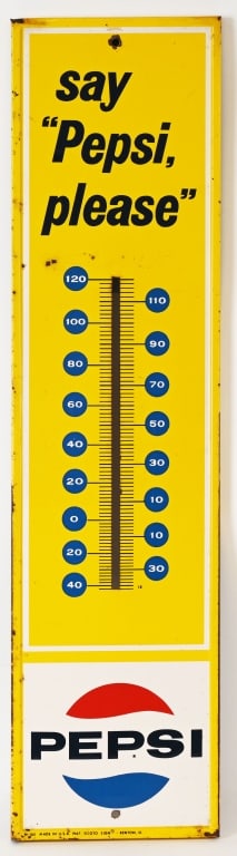 SAY PEPSI PLEASE TIN THERMOMETER (1 of 5)
