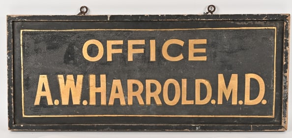A.W. HARROLD MD WOODEN SAND FINISH SIGN