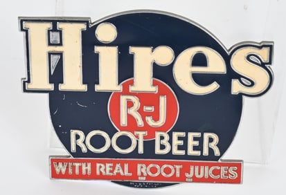 HIRES R-J ROOT BEER TIN SIGN ON CHAIN