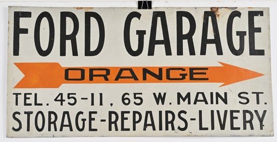 FORD GARAGE ORANGE TIN SIGN