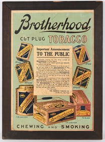 BROTHERHOOD TOBACCO CARDBOARD SIGN