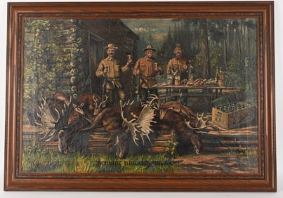 SCHMIDT'S BREWING BIG GAME CANVAS LITHOGRAPH