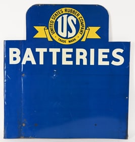 US BATTERIES TIN RACK SIGN