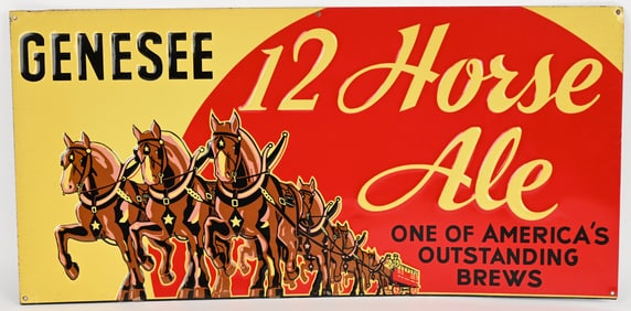 GENESEE 12 HORSE ALE EMBOSSED SIGN