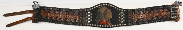 RANCHO KIDNEY BELT W/PAINTED INDIAN HEAD