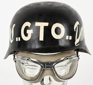 HOT ROD GERMAN STYLE RACING HELMET w/GOGGLES