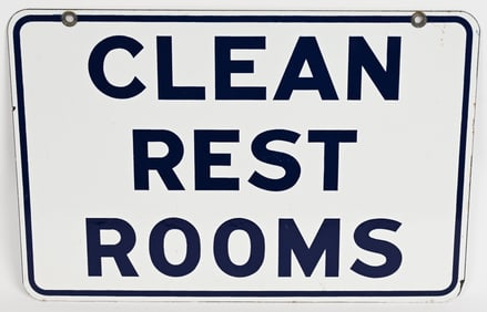 CLEAN REST ROOMS PORCELAIN SIGN