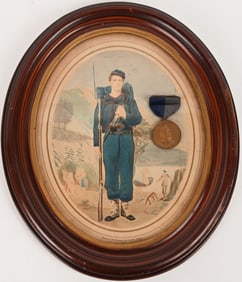 CIVIL WAR NAMED ALBUMEN & MEDAL BIRNEY'S ZOUAVES