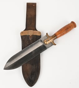 US SPRINGFIELD MODEL 1880 HUNTING KNIFE & SCABBARD