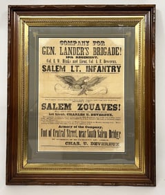 CIVIL WAR BROADSIDE 18TH MASS. VOLUNTEER INFANTRY