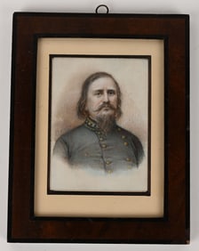 CIVIL WAR PAINTING ON BONE GENERAL GEORGE PICKETT