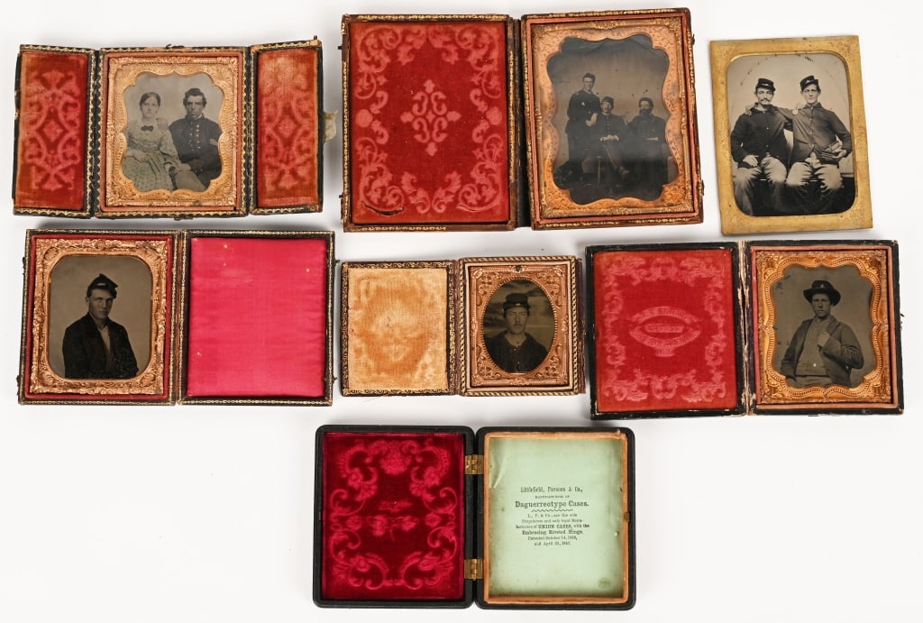 CIVIL WAR SOLDIER IMAGE LOT OFFICERS MUSIC BOX: Lot of Civil War Images to include 1) Two Pards both wearing 4 button Sack Coats and Kepis. One holding a Music Box while the other holds a Pocket Watch. Image measures 4 1/4 X 3 1/4 2) Civil War Sold