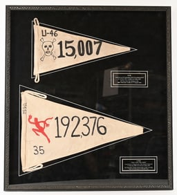 WWII NAZI GERMAN U BOAT KILL FLAGS FRAMED WW2