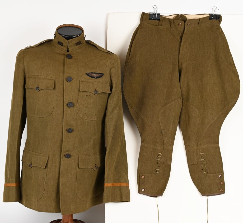 WW1 US AIR SERVICE PILOT UNIFORM W WINGS WWI: WWI US Air Service Pilot's Uniform by Wineman of Washington DC. Roughly a size 36R, this Officer's grade uniform is in excellent condition. The mustard yellow, wool tunic has a five button front with 