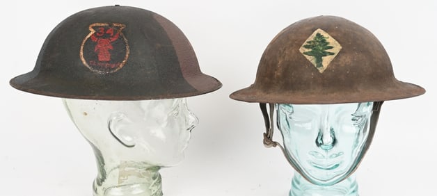 WW1 34TH DIV. CAMO PAINTED HELMET 91ST DIV HELMET