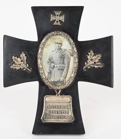 WWI IMPERIAL GERMAN KIA CROSS W PHOTO CHAMPAGNE