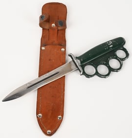 WWII US EVERITT KNUCKLE KNIFE W SCABBARD WW2