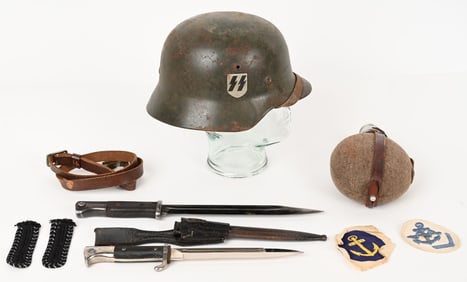 WWII NAZI GERMAN WAFFEN SS HELMET BRING HOME PAPER