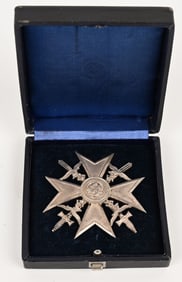 WWII NAZI SPANISH CROSS IN SILVER WITH SWORDS WW2