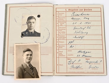 WWII NAZI GERMAN SS-TV WEHRPASS 22ND REGIMENT WW2