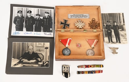 WWII NAZI GERMAN PRESENTATION BOX W MEDALS ADMIRAL