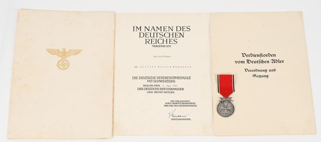 WWII NAZI GERMAN EAGLE ORDER W AWARD DOCUMENT WW2