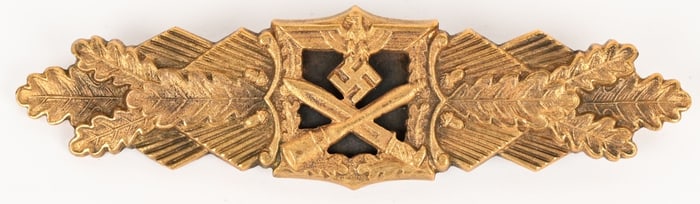WWII NAZI GERMAN CLOSE COMBAT CLASP IN GOLD BY JFS