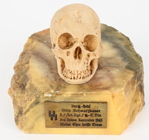 WWII NAZI GERMAN DESK ORNAMENT SS TOTENKOPF DIV.