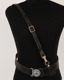 WWII NAZI SS OFFICER'S LEATHER BELT & BELT BUCKLE