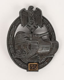 WWII GERMAN NAZI 50 PANZER ASSAULT BADGE By GB WW2