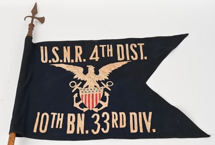 WWII USN 10TH CONSTRUCTION BATTALION SEABEE FLAG