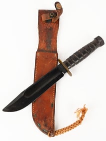WWII MARBLES PROTOTYPE FIGHTING KNIFE W SCABBARD