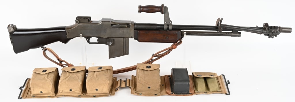 WWII BROWNING BAR M1918A2 DISPLAY MACHINE GUN WW2: This is a WWII issue Browning M1918A2 Display Machine Gun, built from all original USGI issue parts on an original BATF compliant non-firing display receiver, making this a 100% legal display Sub-Mach