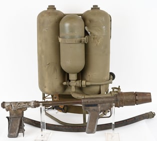 WWII US INERT M2 FLAMETHROWER TANKS & WAND WW2