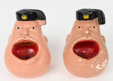 WWII ANTI AXIS MUSSOLINI PROPAGANDA ASHTRAY LOT