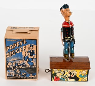 MARX TIN WINDUP POPEYE JIGGER w/ BOX
