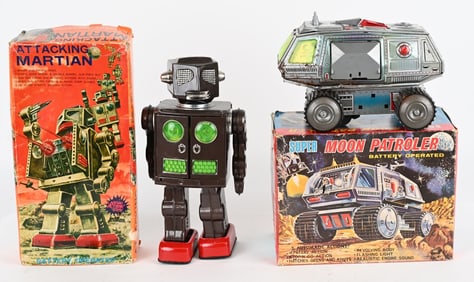 2- JAPAN BATTERY OP SPACE TOYS w/ BOXES