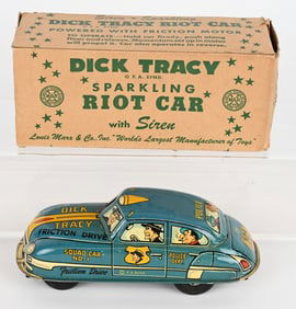 MARX DICK TRACY FRICTION BLUE RIOT CAR w/ BOX