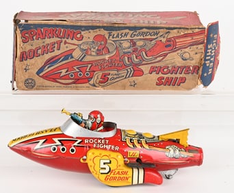 MARX TIN WINDUP FLASH GORDON ROCKET w/ BOX